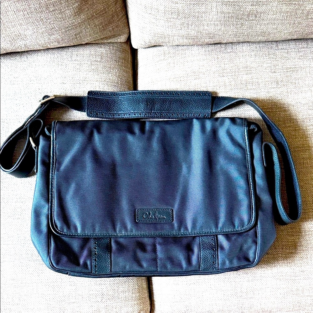 Cole Haan Dark Gray Men's Messenger Bag Textured nylon & leather
